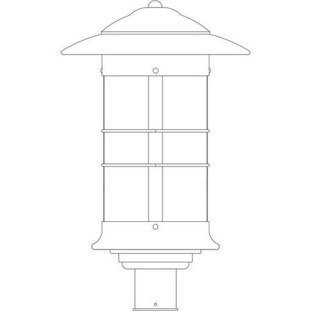 Arroyo Craftsman 14" Newport Long Body Post Mount Fixture, Pewter, Tan Glass NP-14LTN-P